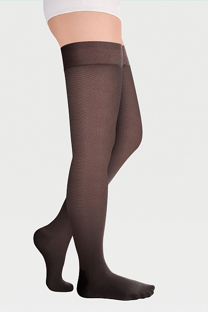 Чулки компрессионные прозрачные на широкое бедро (закрытый носок) 1 класс Idealista ID-300TW